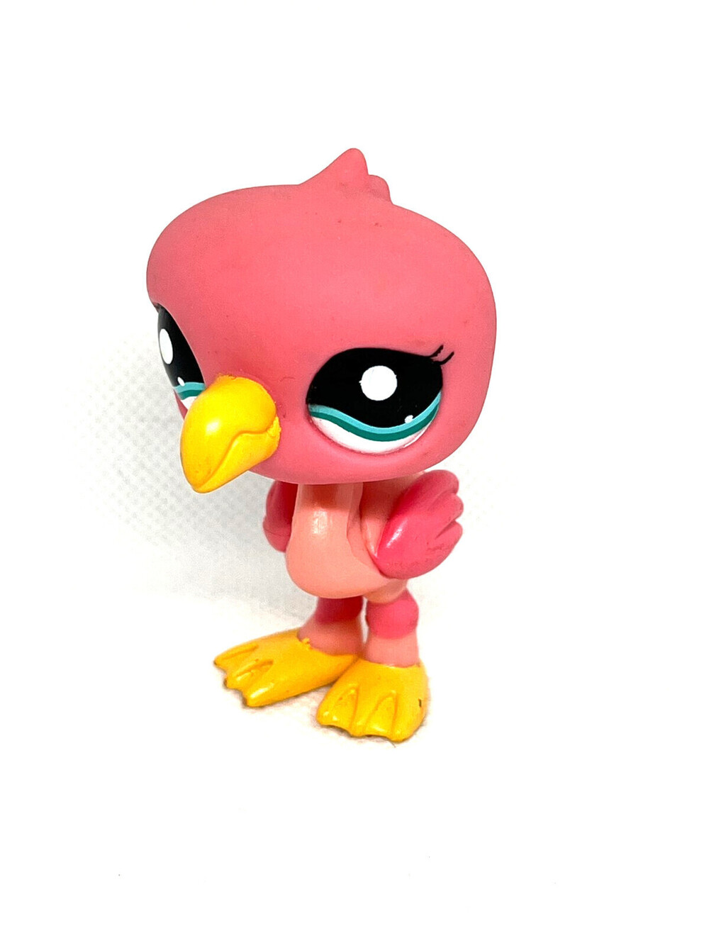 2008 Authentic Hasbro Littlest Pet Shop LPS Pink Flamingo #1740 Blue Green Eyes